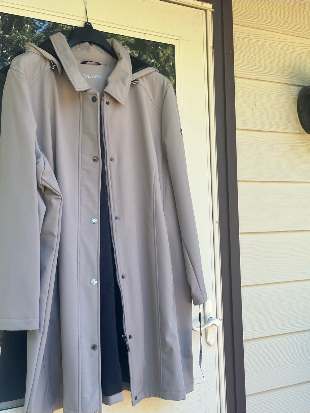NWT-3X-Calvin Klein Women’s Light Beige Hooded All WeatherCoat